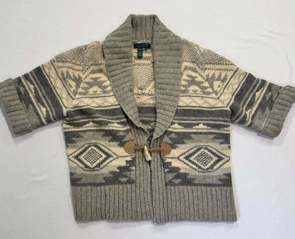Lauren Ralph Lauren Wool Angora Cardigan XL Southwestern Toggle aztec Navajo